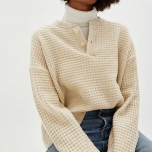 Canvas / Cream Everlane The Belgian-Waffle Henley Cashmere XS